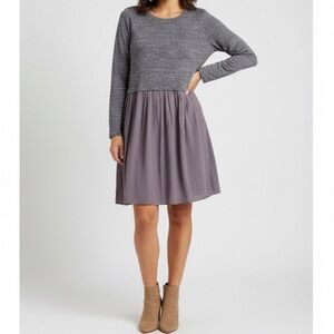 LOGO by Lori Goldstein Soft Stretchy Gray Heathered Dress - Size Large